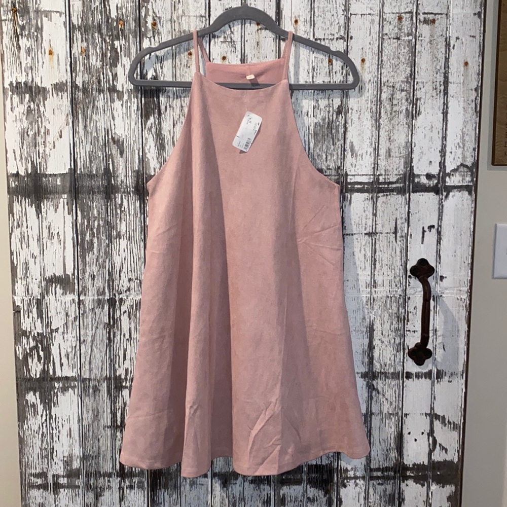 NWT blush mauve suede racerback swing dress